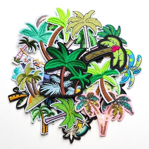 Palm Tree Patch,Coconut Tree Embroidery Patch,Beach Sequin Patches,Summer Patches,Iron On Patch