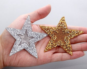 5 patchs étoiles colorées en strass, appliqués étoiles scintillantes pour sacs à vêtements à faire soi-même, patchs thermocollants