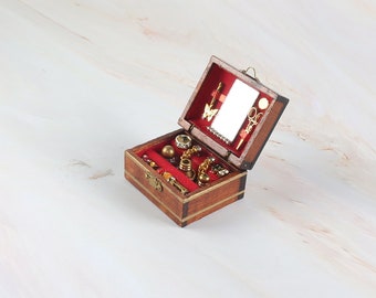 Dollhouse Jewelry Box, Dollhouse Miniature Jewellery Storage Box, Dollhouse Bedroom Accessory