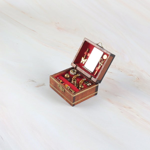 Dollhouse Jewelry Box, Dollhouse Miniature Jewellery Storage Box, Dollhouse Bedroom Accessory