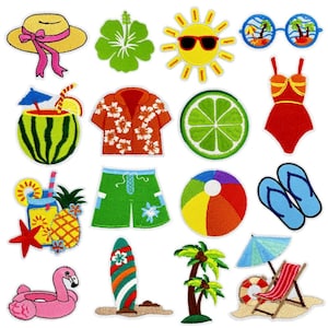 Sommer Patches, Surfen / Beach Babe Patches, Hawaii Party gestickte Aufnäher, Patch zum Aufbügeln