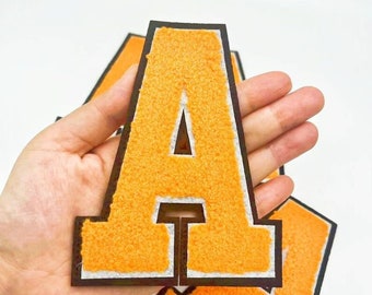 Iron On Letter Patches - Orange Embroidered 'K' Patch | Appliques For Clothing, Jackets, Hats, Bags