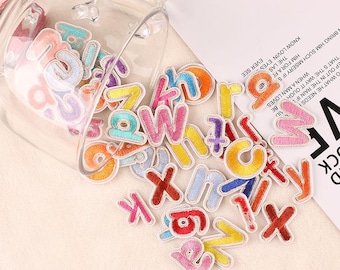 1 Inch Mini Color Letters Patch,Embroidered Iron On Patch Applique DIY Name Alphabet Patches For Clothing Hats Bags Accessories