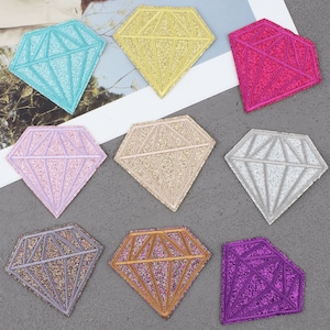 Sparkling Diamond Embroidered Patch 9 Colors Applique Iron on Repair Decal Scrapbook Decor Badge Clothing Accesories