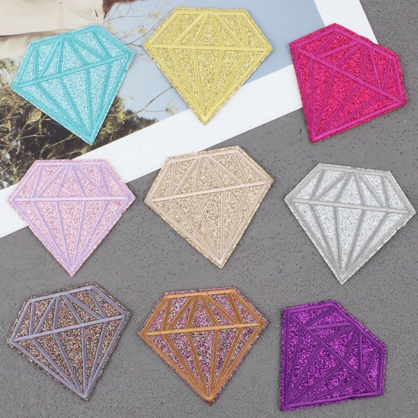 Sparkling Diamond Embroidered Patch 9 Colors Applique Iron on Repair Decal Scrapbook Decor Badge Clothing Accesories