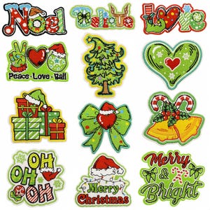 Groene kerstpatches,kerstborduurpatch,strijkpatch,