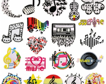 Note Music Embroidered Applique Patch,Sheet Music Notes Musical Note Patch,Iron On Patch