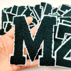 Black Chenille Embroidered Letters Iron On Patch,Applique DIy Name Badge Alphabet Patches For Clothing Bags Accessories