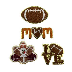 Fußball Chenille Gestickter Aufnäher,Rugby Fußball Aufnäher,Liebes Patch Mom Patch für Taschen, Kleidung, Glitzernde dekorative Patches