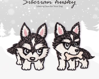 Écusson husky mignon, écusson chiot, insigne pour chien, appliques brodées, cadeau pour amoureux des chiens, écusson fer à repasser
