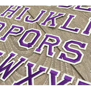 Parche bordado con letras del alfabeto morado de 2 pulgadas, parches DIY con nombre para ropa y bolsos, parches termoadhesivos, accesorios de decoración A-Z