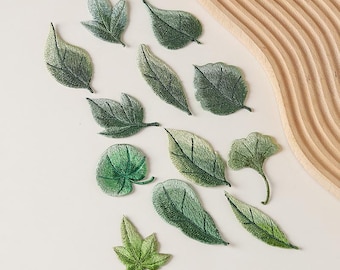 Green Leaf Embroidered Patches,Various Tree Leaves, Flower Leaves Applique,Iron On Patch