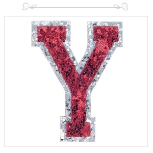 May include: A red letter Y with a silver outline. The letter is made of glitter and is perfect for adding a touch of sparkle to any project.