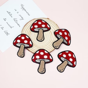 Mushroom Embroidered Chenille Patch,Iron-on Mushroom Patch,Mushroom Chenille Patch