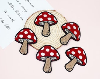 Mushroom Embroidered Chenille Patch,Iron-on Mushroom Patch,Mushroom Chenille Patch