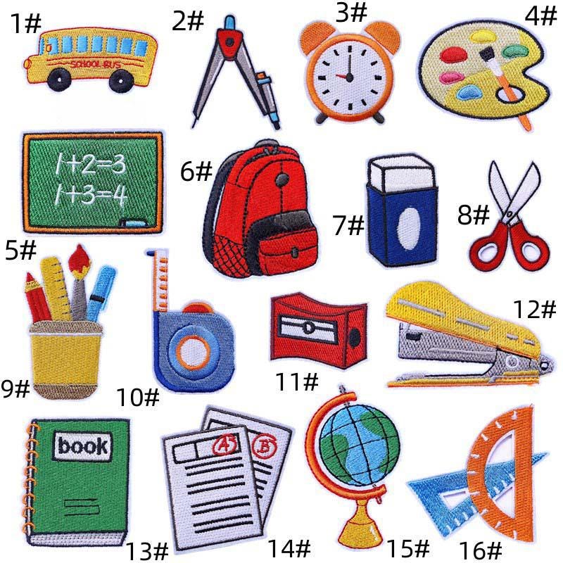 School Elements Embroidered Patch,books Patch,ruler Patches,pencil ...