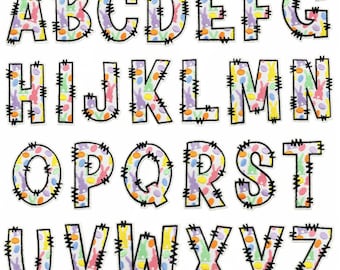 2.6 Inch Easter Letters Patch Embroidered Iron On Patch Applique DIY Name Alphabet Patches For Clothing Hats Bags Accessories