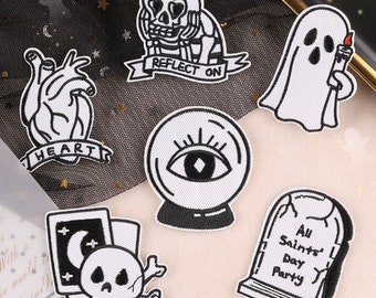 Ghost Embroidery Patch,Happy Halloween Ghost Patches Decoration For Clothes Bags DIY,Iron On Patch