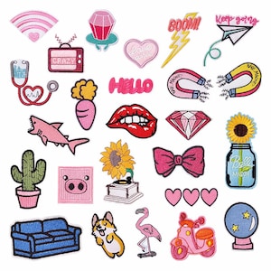 Cute Cartoon Embroidery Patches,Girl Patches,Heart Patch,Lip Patches,Lightning Bolt Patch,Letter Patches,Funny Western Patches,Iron On Patch