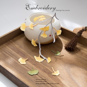 Écusson brodé au fer à repasser Ginkgo biloba, belles feuilles de ginkgo biloba, insigne feuille de la nature, broderie à faire soi-même, cadeau pour amateur de plantes