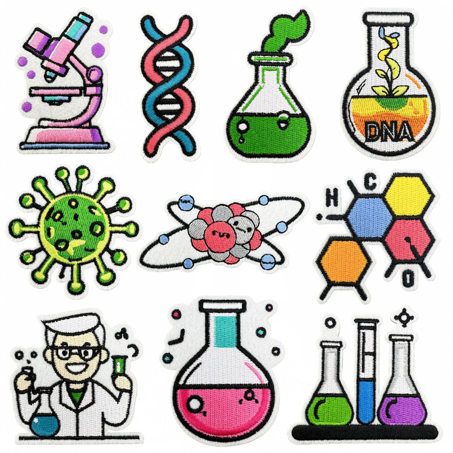 Mad Scientist Science Patch,dna Double Helix Patch,iron on Embroidery ...