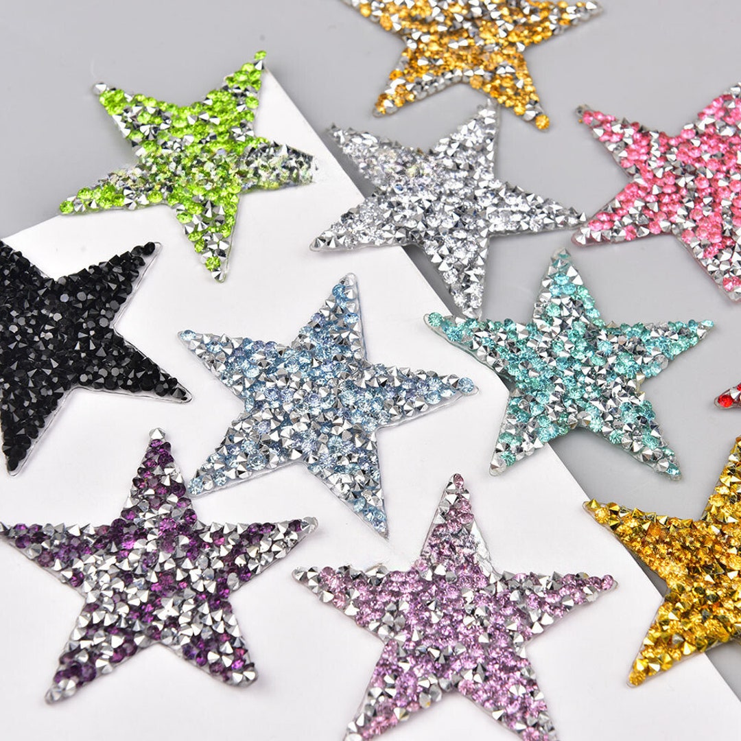 2pcs Rhinestone Colorful Star Patch,cool Sparkling Star Applique for ...