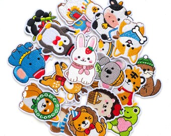 Cute Cartoon Animal Patches, Animal Badge Embroidered Patch,Iron On Appliques for Kids Clothing Jeans Bags Decoration