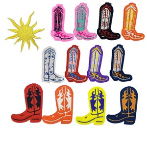 2 pezzi toppe termoadesive per stivali western, applique con ricamo da cowboy/cowgirl