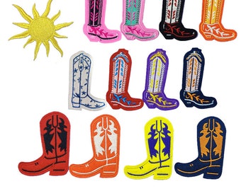 2Pcs Cowgirl Boots Embroidered Patch, Western Patches, Cowboy Boots Patch, Iron On Patch