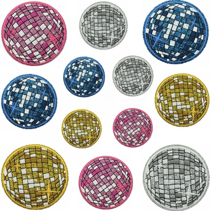 Disco Ball Embroidered Patch,Glitter Disco Ball Patch,Iron On Patch