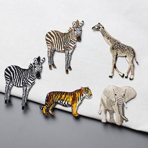 Patches de animais, Patch bordado de animais, Patch de zebra, Patch de tigre, Patch de elefante, Patch de girafa, Emblema de animal, Presente para amantes de animais, Patch para passar a ferro