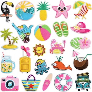 Sommer Patches, Surfen / Beach Babe Patches, Hawaii Palm Tree Patch, Outdoor-Reisen Applikation Patch, Hut Patches, Aufnäher gestickt Abzeichen