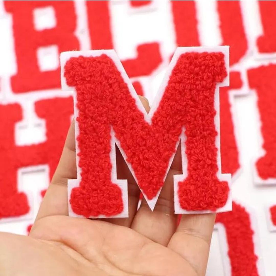 Shish Red Lettering Red Chenille Letters Patch,diy Name Alphabet Embroidered Applique Red ...