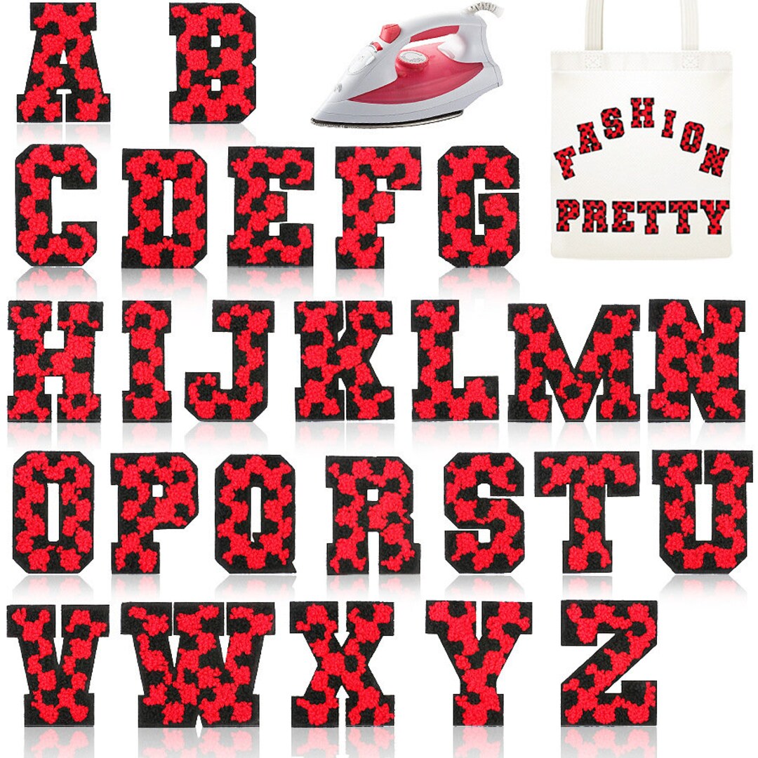 Checkered Letters Chenille Embroidered Iron on Patch Applique Diy Name ...