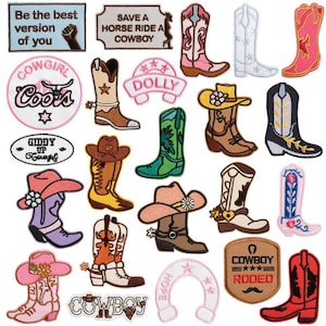 Cowgirl Boots Patches,Cowboy Boots Embroidered Patch,Western Applique Patch Badges,Iron On Patch