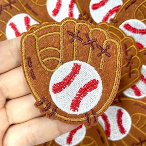 Baseball Handschuh Aufnäher, DIY Gestickter Spieltag Patch für Kleidung, Hüte, Taschen, Accessoires, zum Aufbügeln