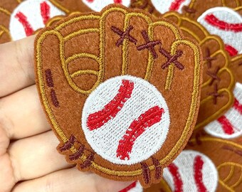 Basebollhandskemärke, DIY broderad matchdagsmärke för kläder, hattar, väskor och tillbehör, strykmärke