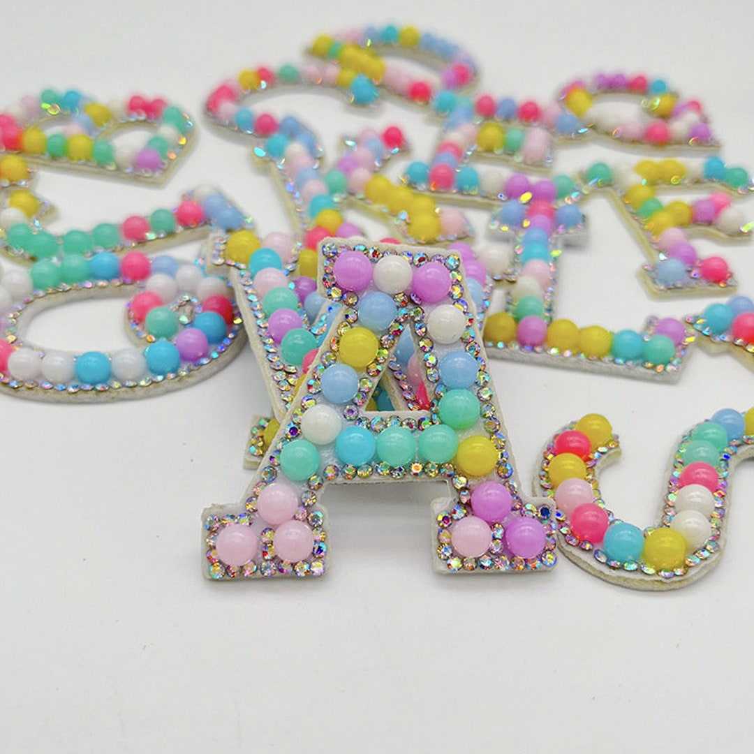 1.7 Inch Color Beaded Letter Patch,letter Appliques Iron on Patches for ...