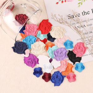 Mini Rose Patch,Plum Blossom Patch,Color Flowers Embroidered Patches,DIY Applique Clothing Jacket Backpack Decoration,Self Adhesive Patches
