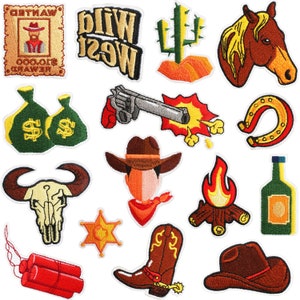 Toppa ricamata da cowboy, toppa per stivali, toppa per cappello, toppe occidentali divertenti, toppa termoadesiva
