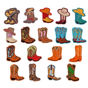 3 toppe da 3,1 pollici con stivali da cowboy, toppe western, toppe ricamate con stivali da cowgirl, toppe da stirare