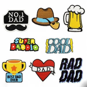 Écusson pour papa, écusson à broder pour la fête des pères, écusson à repasser, cadeau pour papa
