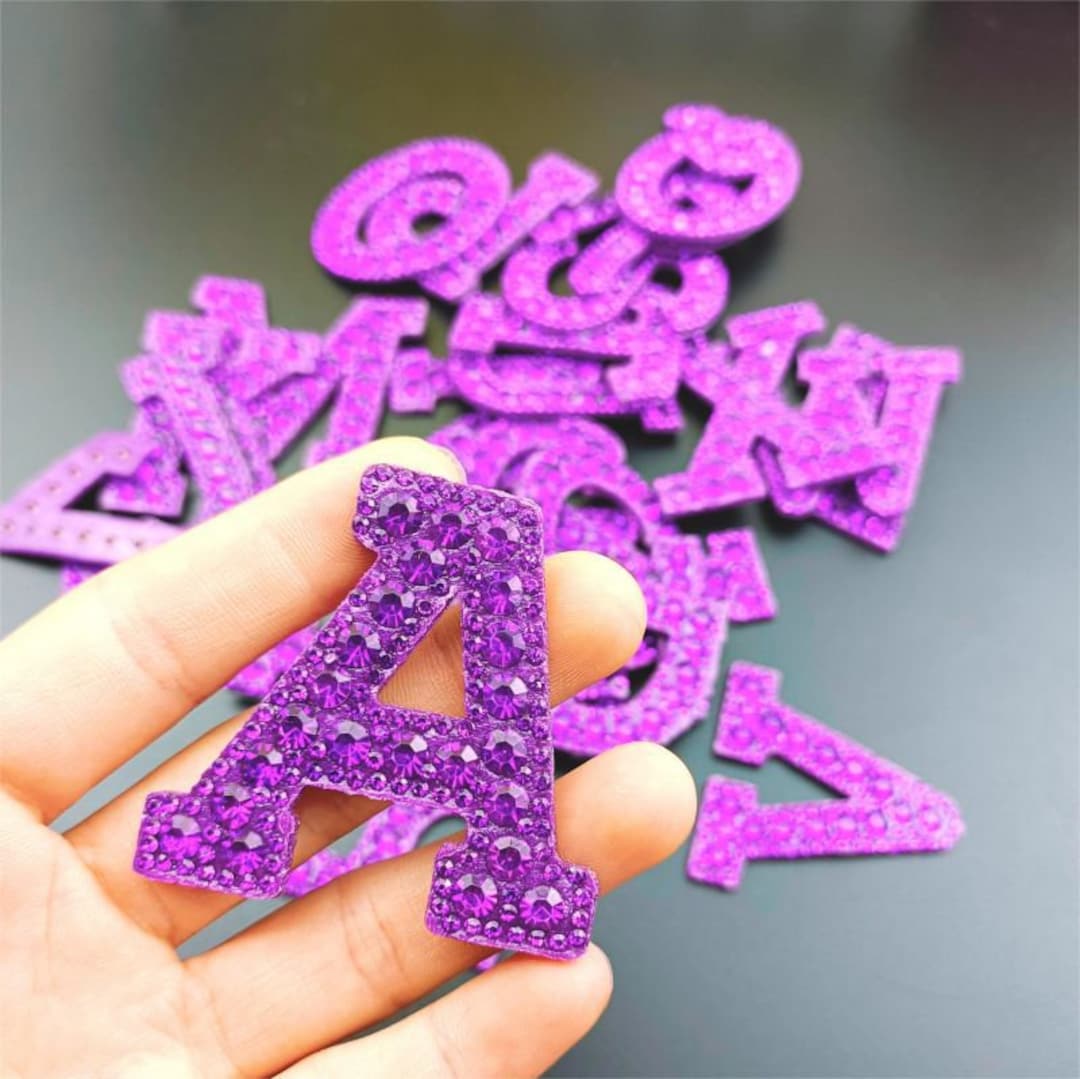2.0 Inch Purple Rhinestone Letters Patch,diy Name Alphabet Letter ...
