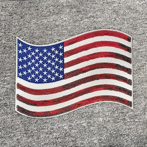 Toppa con paillettes bandiera USA, toppa con bandiera americana, toppa grande, toppa da stirare