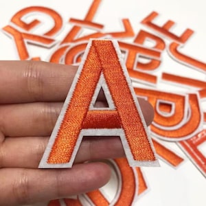 Parche de letras del alfabeto naranja de 2 pulgadas, bordado DIY, parches con nombre del alfabeto para ropa y bolsos, parches termoadhesivos