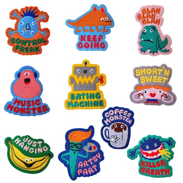 New Colorful Little Monster Embroidered Patches,DIY Embroidery,Letter Applique,Decorative Patch,Kids Gift,Iron On Patches