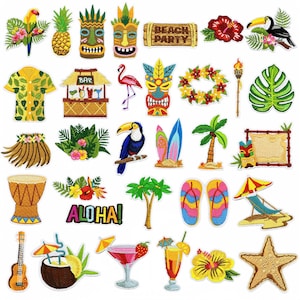 Summer Patches,Beach Rainforest Patch,Outdoor Nature Embroidered Patch,Aloha Hawaii Patch,Iron on Patch