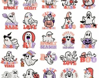 Simpatiche toppe ricamate a forma di fantasma per Halloween, toppa decorativa a forma di fantasma, toppa termoadesiva