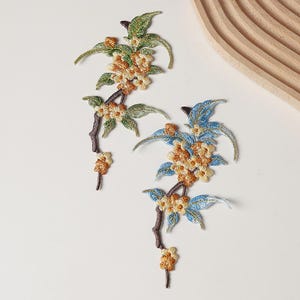 Osmanthus Embroidered Patch,Plant Flowers Patch,Iron On Patch