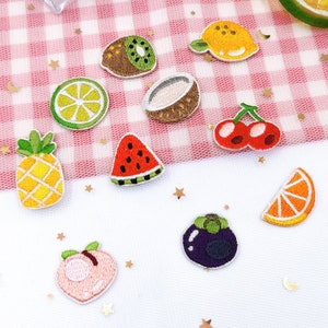 Patchs brodés de fruits d'été, décoration pour sacs à vêtements, patchs DIY mignons, patchs auto-adhésifs